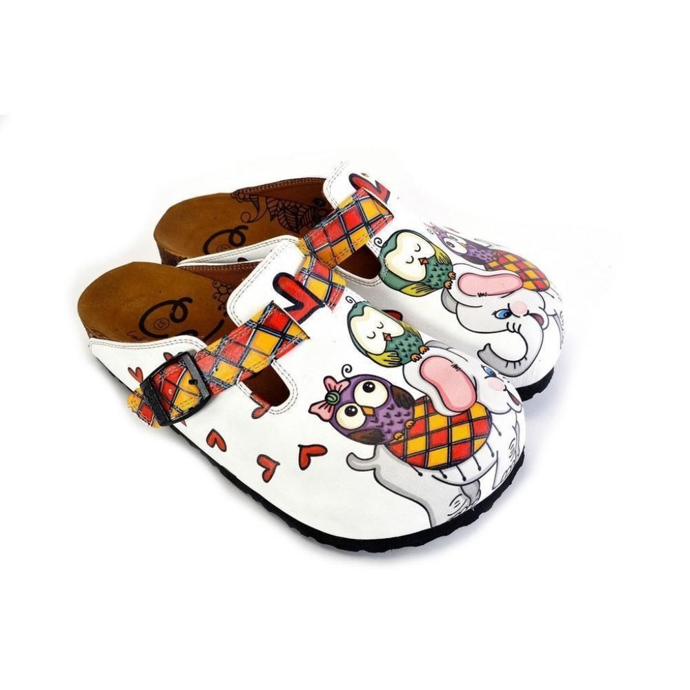 RED AND YELLOW SQUARE PATTERNED, SLEEPING OWL